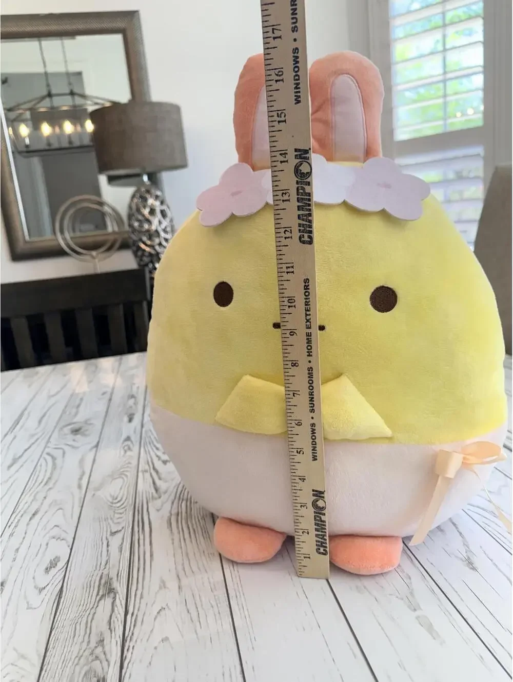 San-X Sumikko Gurashi “Ebifurai No Shippo” the Egg Bunny Flower Crown 18” Plush